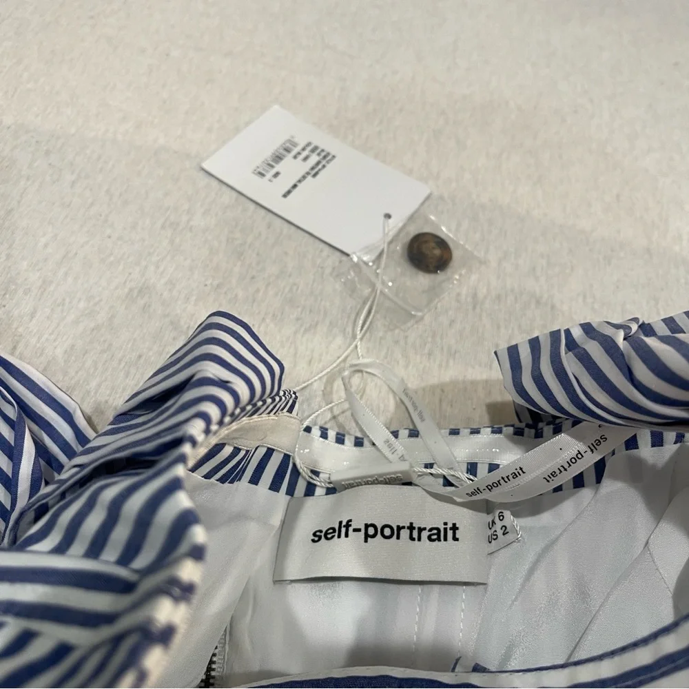 Self-Portrait Blue and White Striped Mini Dress - Picture 6 of 10